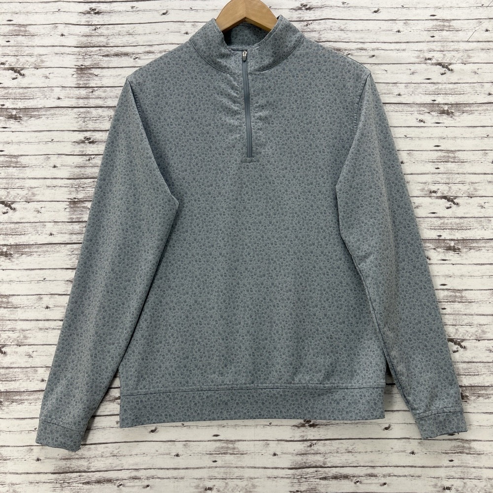 Peter Millar 1/4 Zip Pullover Allover Cocktail Print Golf Performance Gray Men S